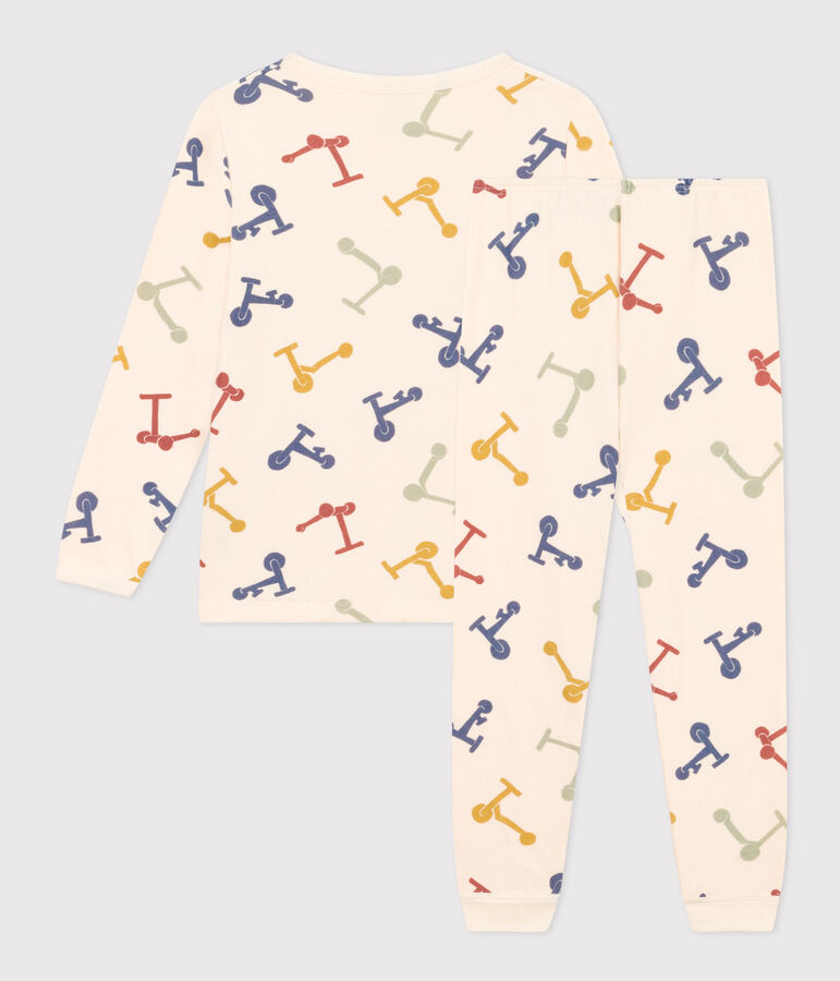 Pyjama imprim&eacute; en coton enfant &eacute;cru/multicouleur