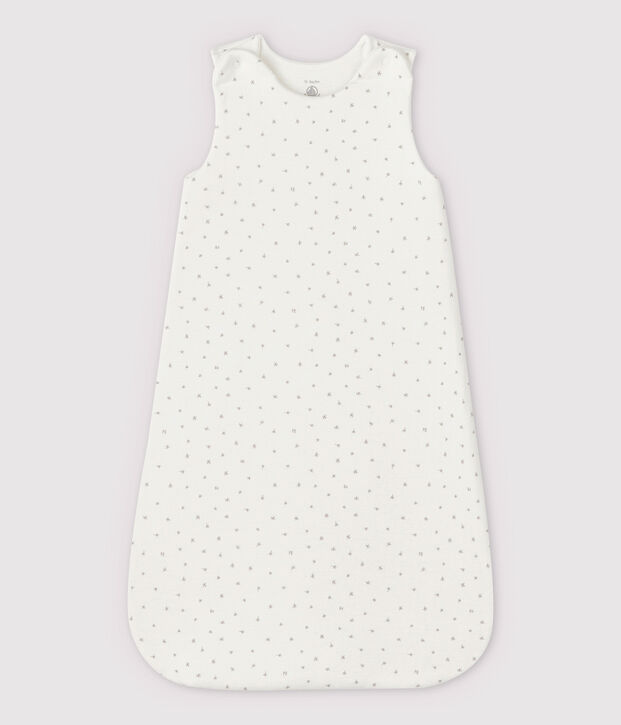 Gigoteuse blanche b&eacute;b&eacute; en tubique en coton biologique blanc/multicouleur