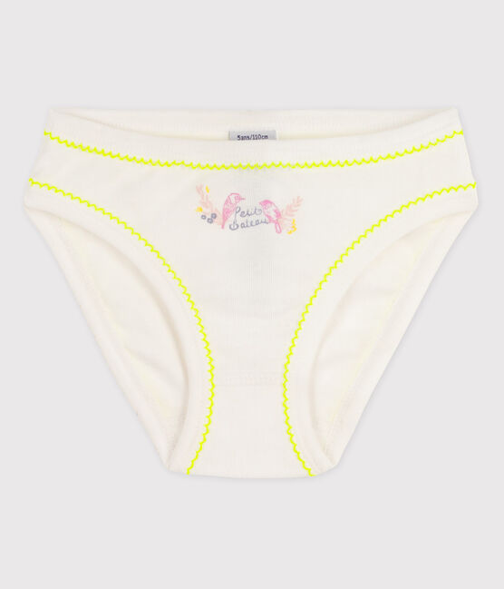 Katoenen meisjesslip wit ECUME/ JAUNE