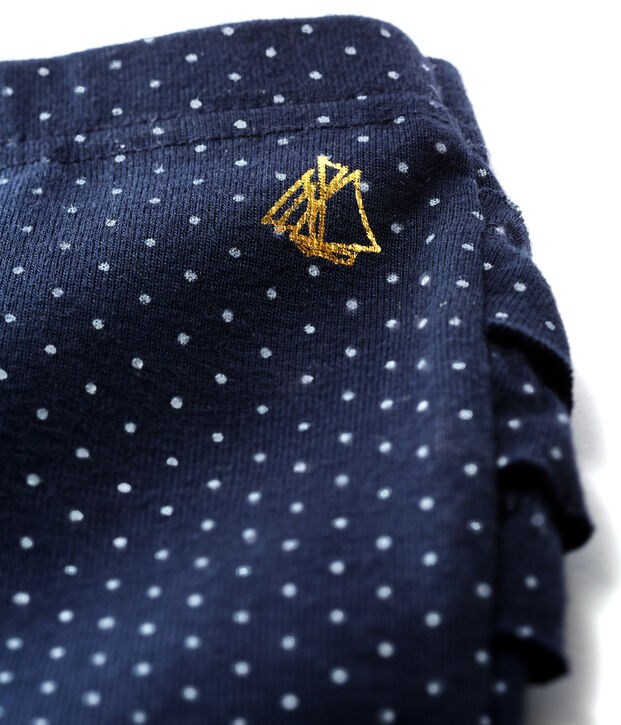 Leggin met print en ruches babymeisje blauw/wit