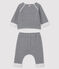 Driedelige dubbelgeweven babyset blauw SMOKING/wit MARSHMALLOW