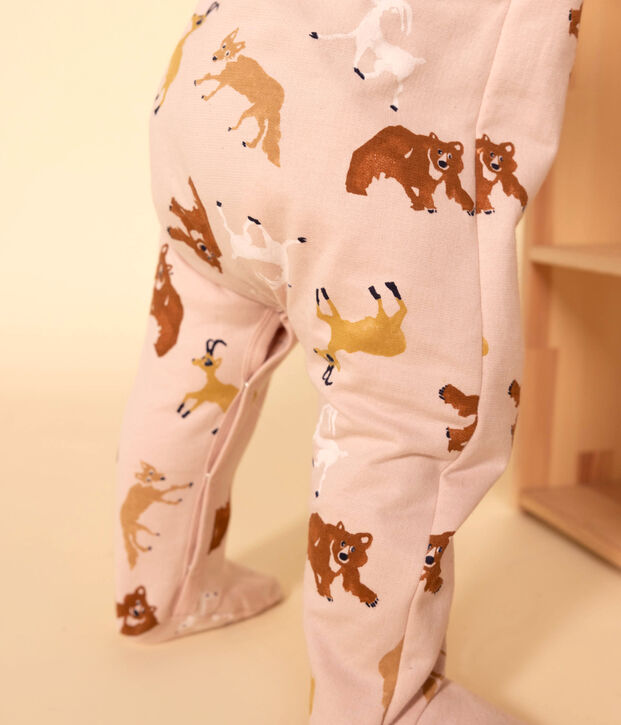 Babypyjama van molton met dierenprint roze/multicouleur