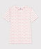 L'ICONIQUE, dames-T-shirt met ronde hals in biokatoen wit MARSHMALLOW/rood TERKUIT