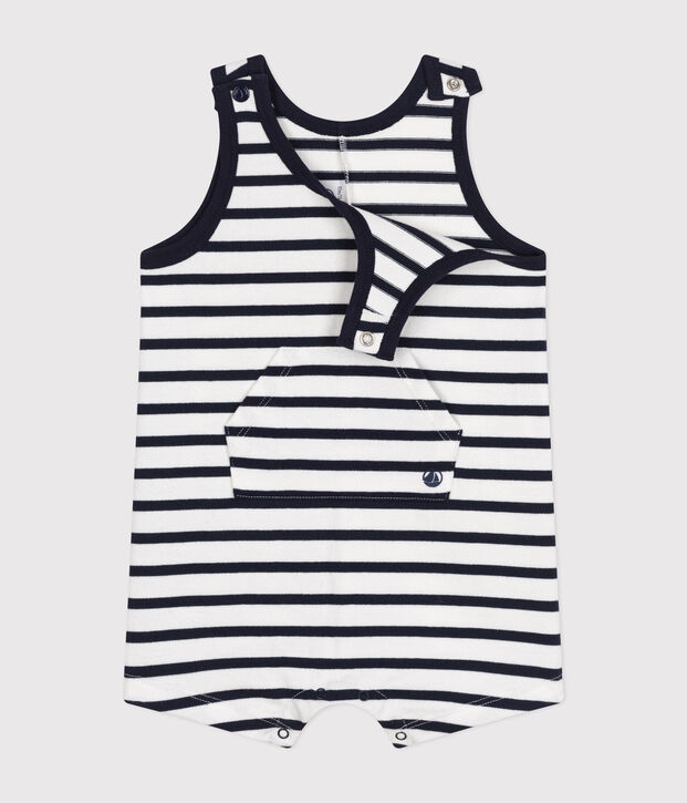 Korte pakje van jersey voor baby's wit/blauw