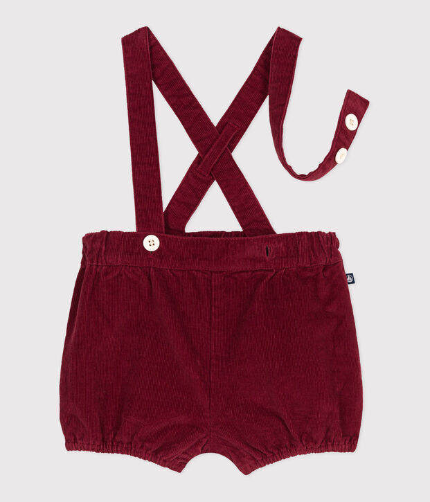 Effen fluwelen short met bretels voor baby's rood