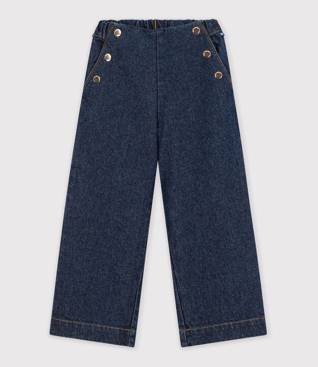Pantalon wide leg enfant en denim bleu