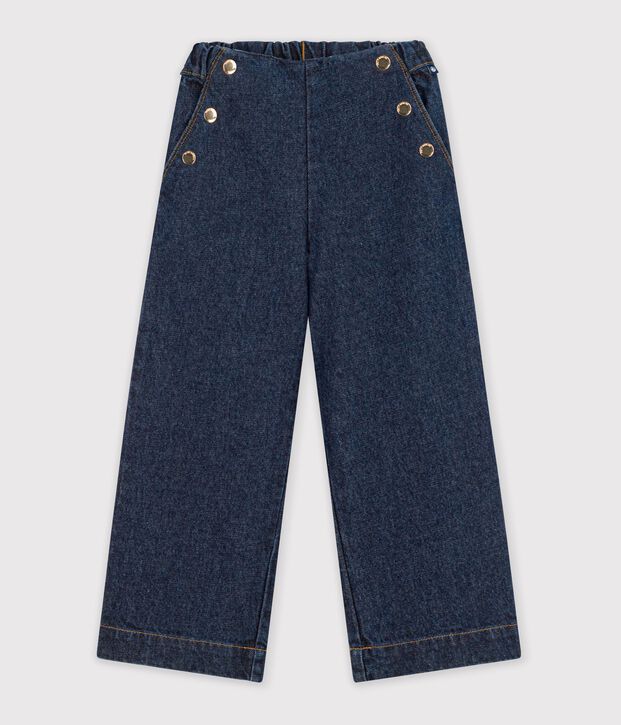 Pantalon wide leg enfant en denim bleu