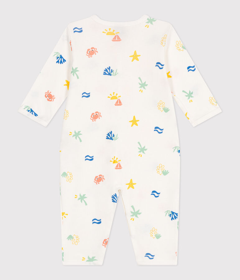Katoenen babypyjama zonder voetjes met print wit/multicouleur