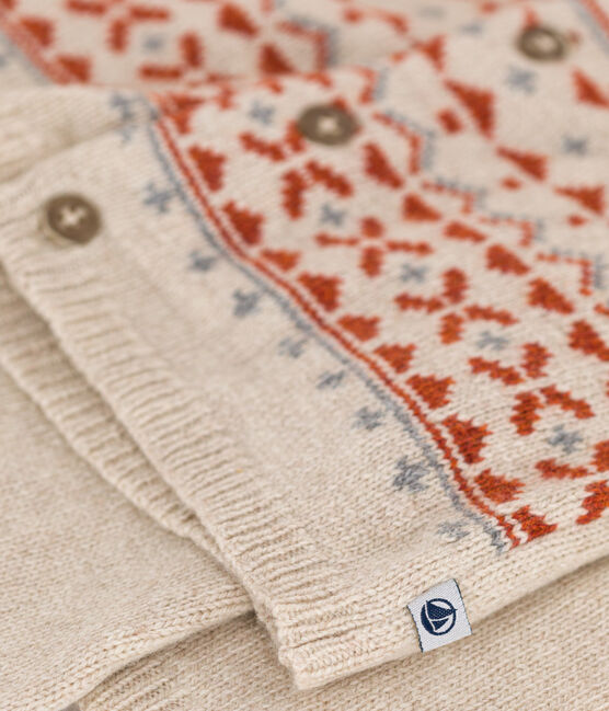 Ensemble in tricot van jacquard voor baby's beige MONTELIMAR/wit MULTICO