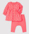 Robe legging à cerises bébé en tubique en coton biologique rose PEACHY/rose FLEUR