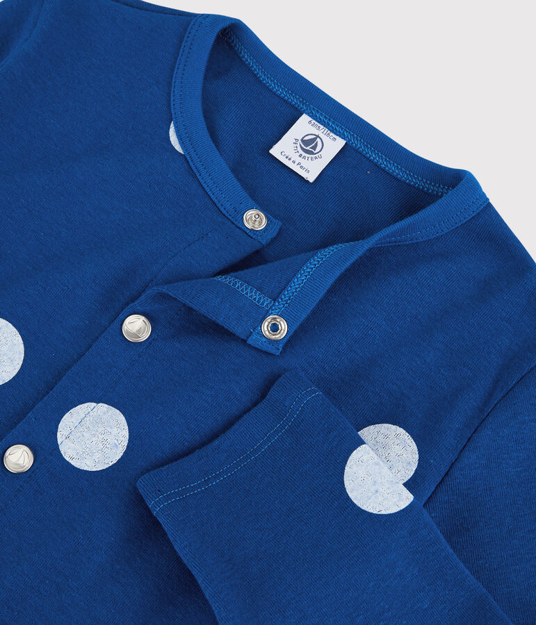 Cardigan en coton et lin enfant fille bleu/blanc