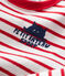 Gestreept katoenen T-shirt baby wit MARSHMALLOW/rood TERKUIT