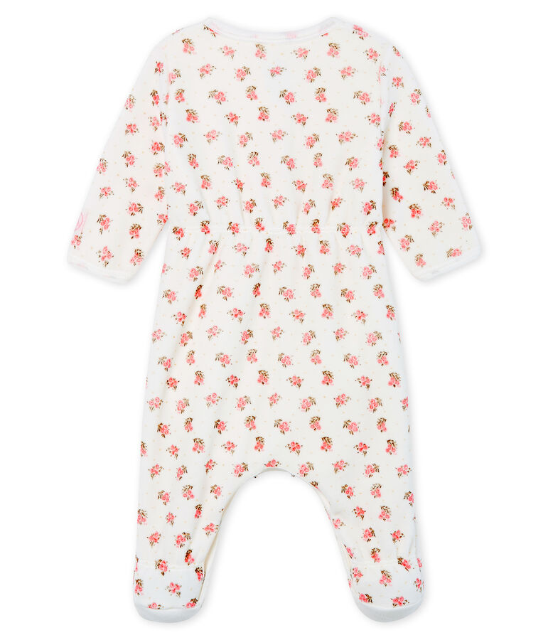 Fluwelen bodyjama babymeisje wit/multicouleur