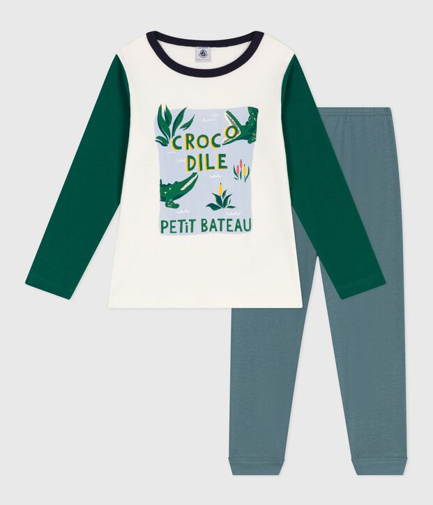 Pyjama enfant en coton bicolore gris/multicouleur