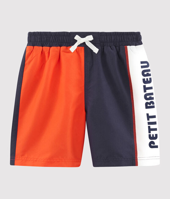 Strandshort met colorblocking effect voor jongens blauw TOUAREG/oranje SPICY