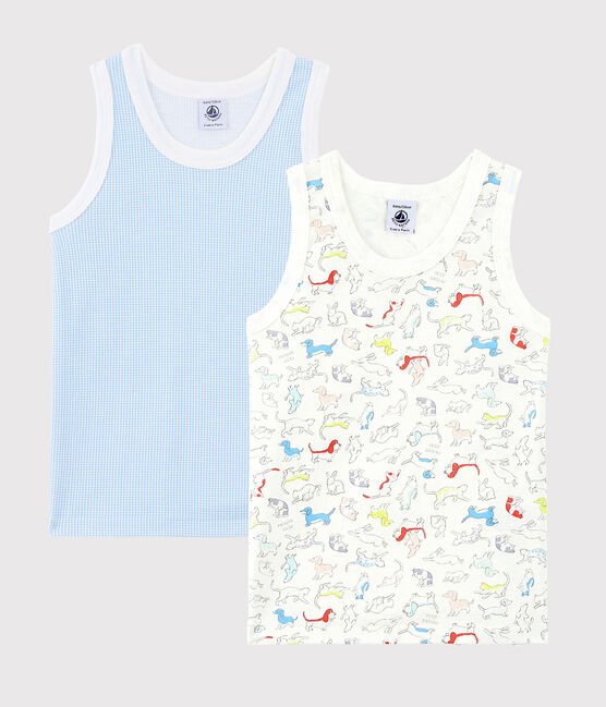 Lot de 2 débardeurs imprimé animaux  petit garçon en coton biologique variante 1