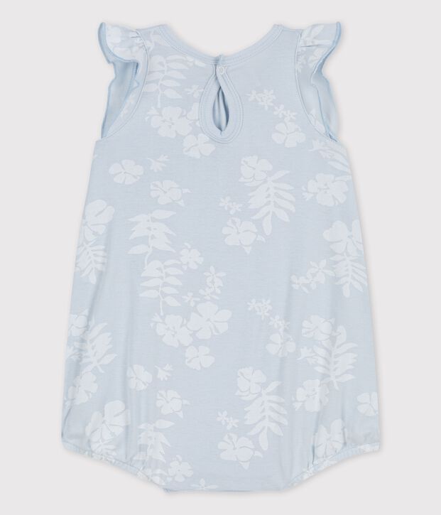 Kort babypakje met Hawa&iuml;print in katoen blauw/wit