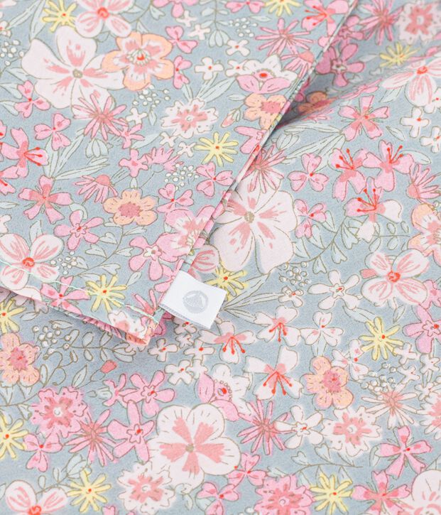 Katoenen babybloesje met korte mouwen en bloemetjesprint blauw/multicouleur