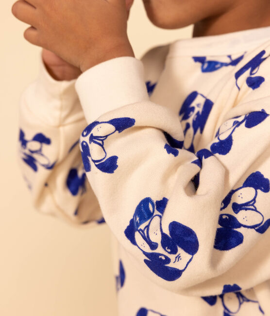 Sweatshirt bedrukt in fleece voor jongens en meisjes wit AVALANCHE/ NEWBLEU