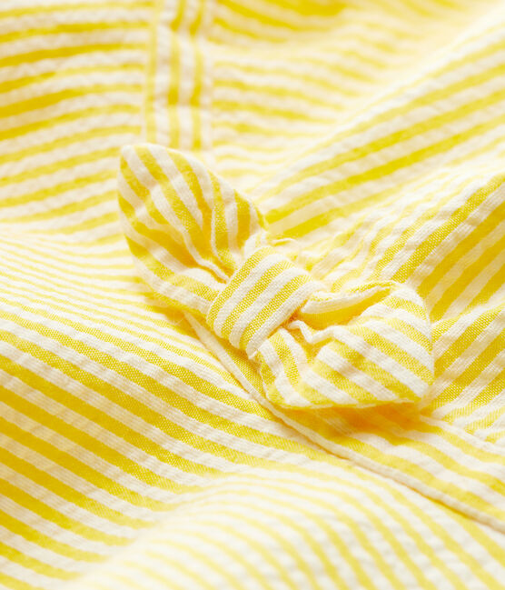 Gestreept seersucker zonnehoedje voor babymeisjes geel SHINE/wit MARSHMALLOW