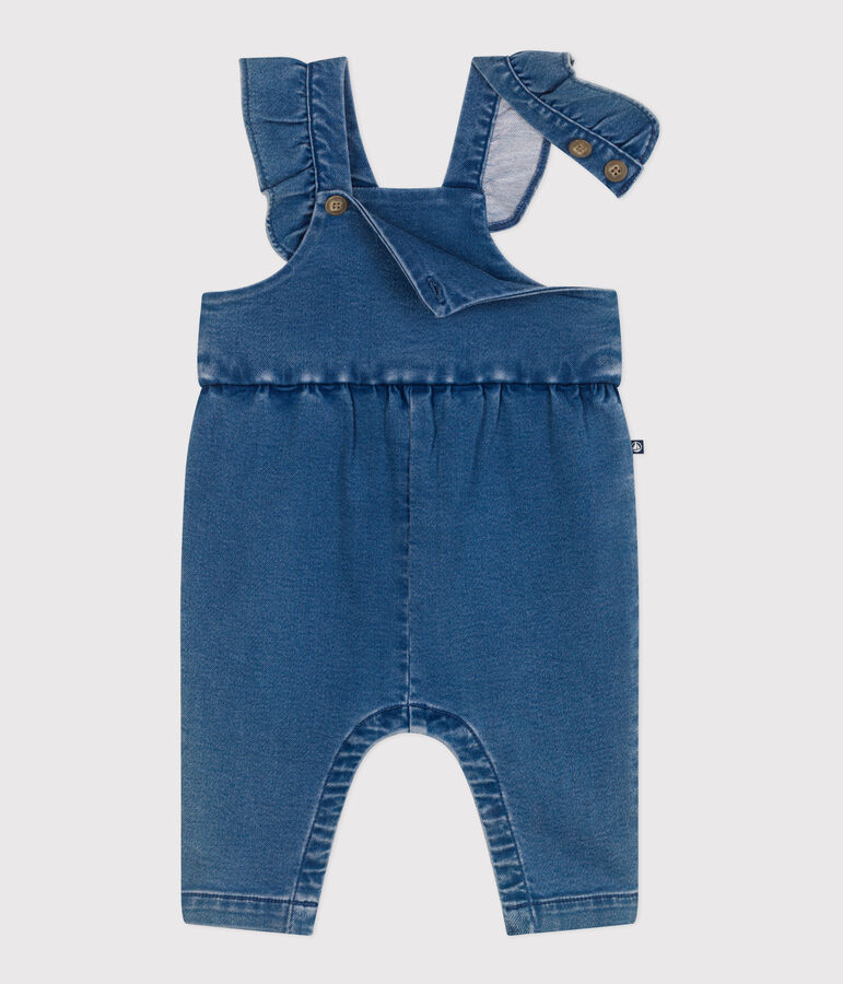 Salopette b&eacute;b&eacute; en jean &eacute;lasthanne jambes longues bleu