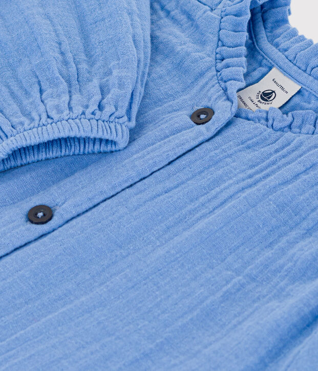 Effen blouse in licht katoen voor meisjes blauw