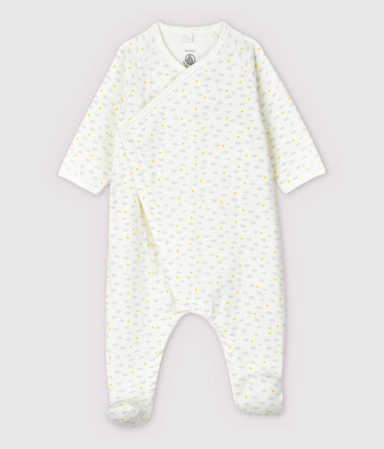 Konijnenpyjama baby van biologisch katoen wit/multicouleur