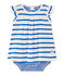 Gestreept bodyjurkje voor babymeisjes wit MARSHMALLOW/blauw PERSE