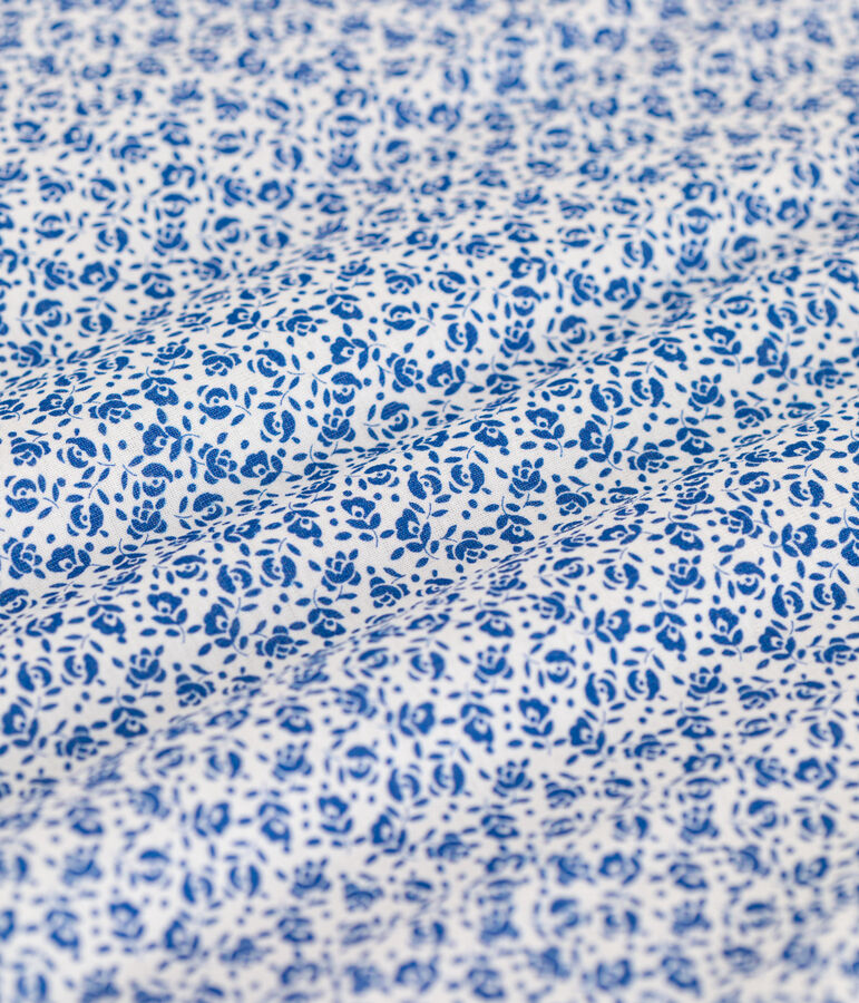 Katoenen trappelzakje met bloemenprint TOG 2 wit/blauw