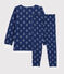 Pyjama jacquard yeti en laine et coton petit garçon bleu MEDIEVAL/blanc MARSHMALLOW