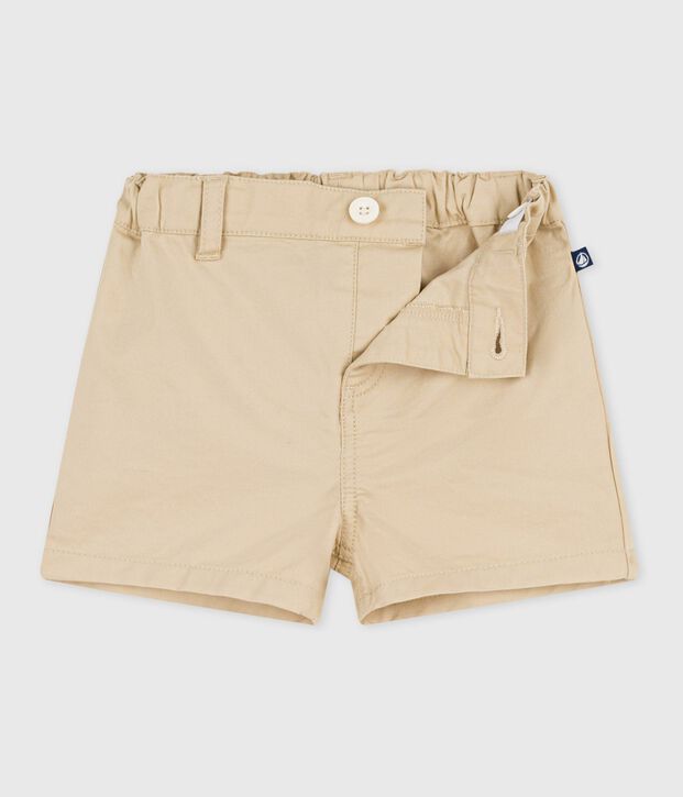 Effen katoenen short voor baby's beige