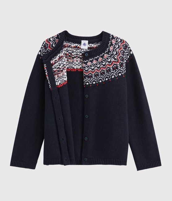 Katoenen, wollen cardigan meisjes kinderen blauw SMOKING/wit MULTICO