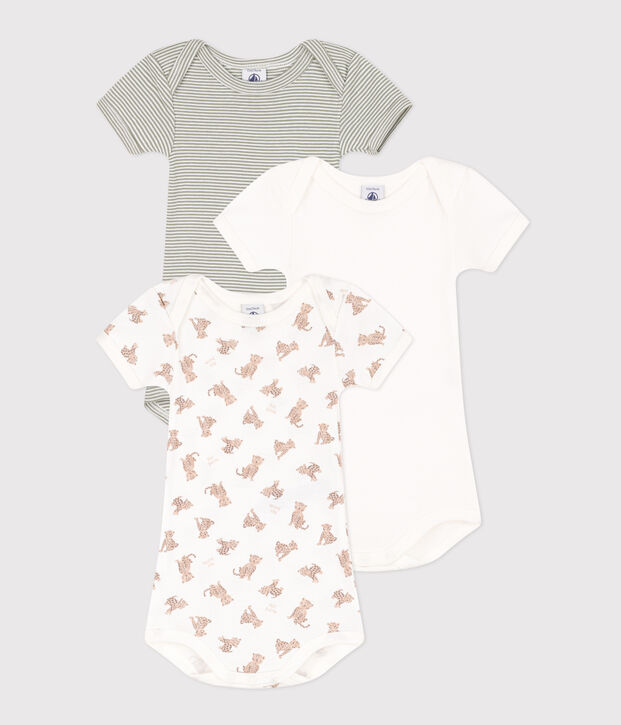Lot de 3 bodies manches courtes leopards en coton multicouleur