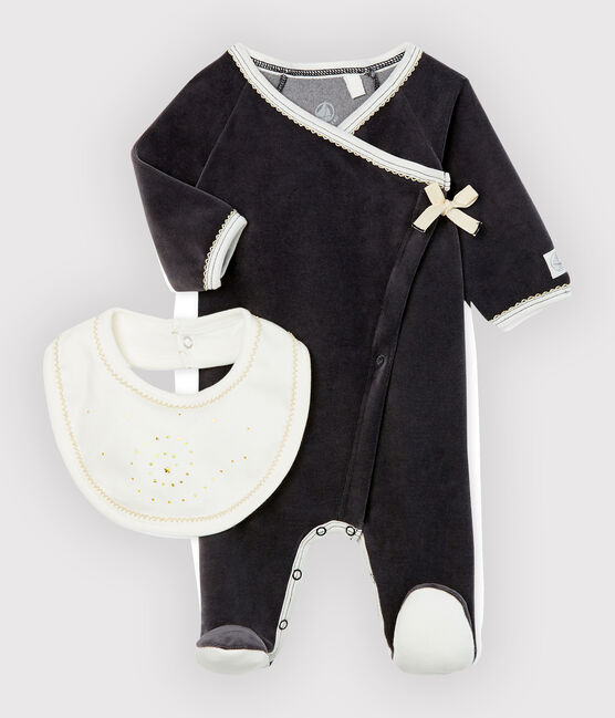 Lot dors bien et bavoir bébé en velours variante 1