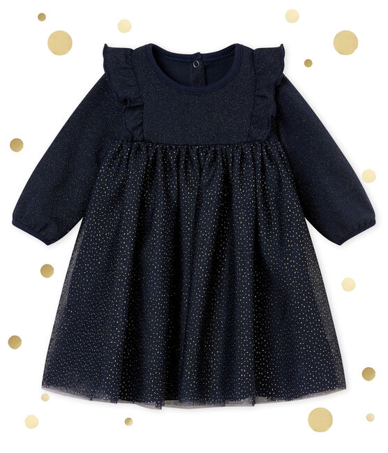 Robe paillettée bébé fille bleu SMOKING/jaune DORE