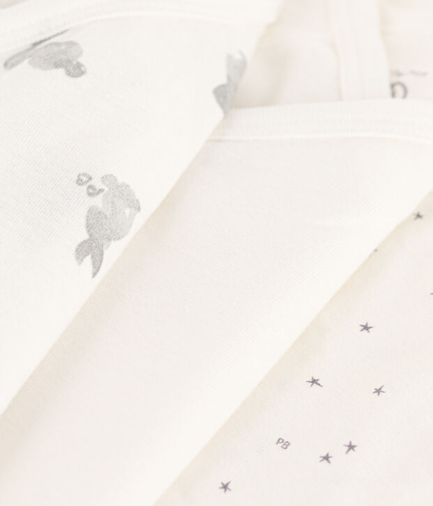 Lot de 3 bodies crois&eacute;s manches longues lapins en coton b&eacute;b&eacute; multicouleur