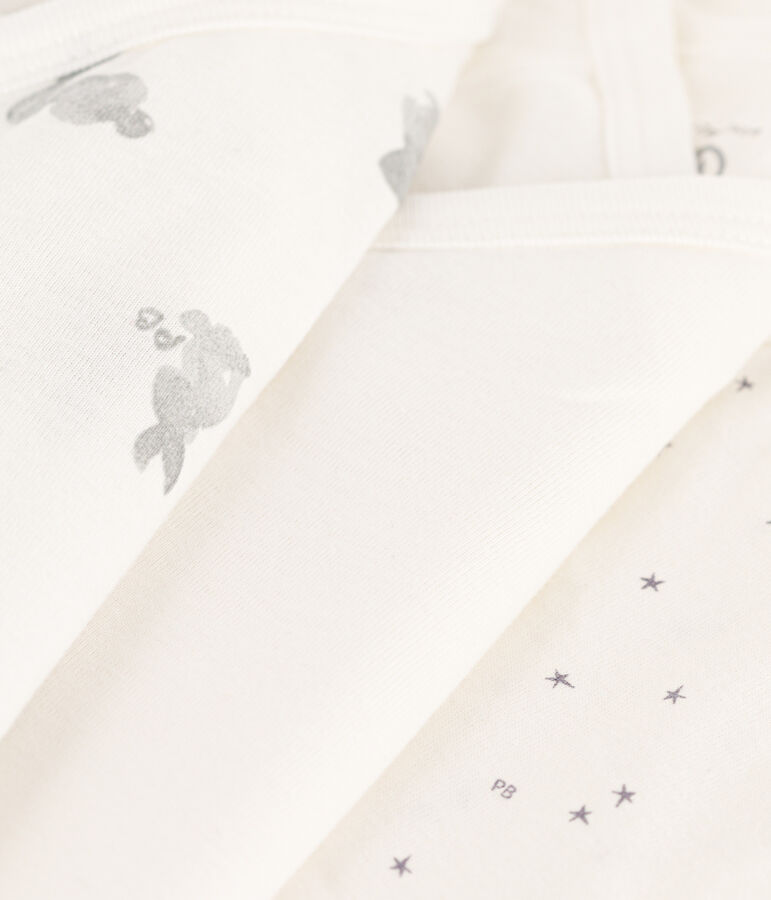 Lot de 3 bodies crois&eacute;s manches longues lapins en coton b&eacute;b&eacute; multicouleur