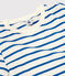 Tijdloos dames-T-shirt met ronde hals in biokatoen wit MARSHMALLOW/blauw DELFT