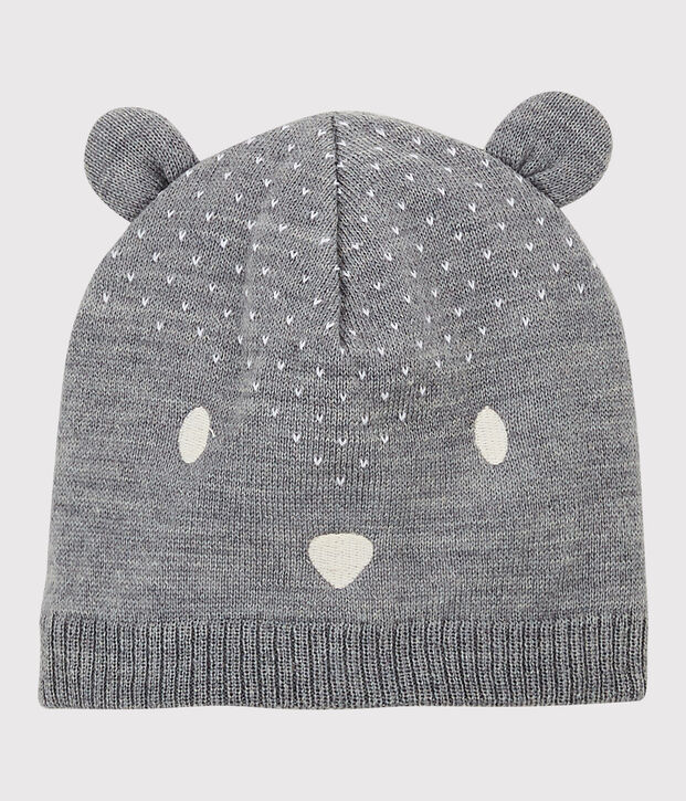 Babymuts van tricot. grijs