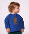 Tee-shirt b&eacute;b&eacute; en coton manches longues uni &agrave; motif bleu