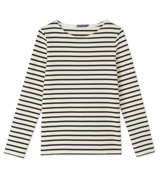 Marinetrui voor dames in zware jersey beige COQUILLE/blauw SMOKING