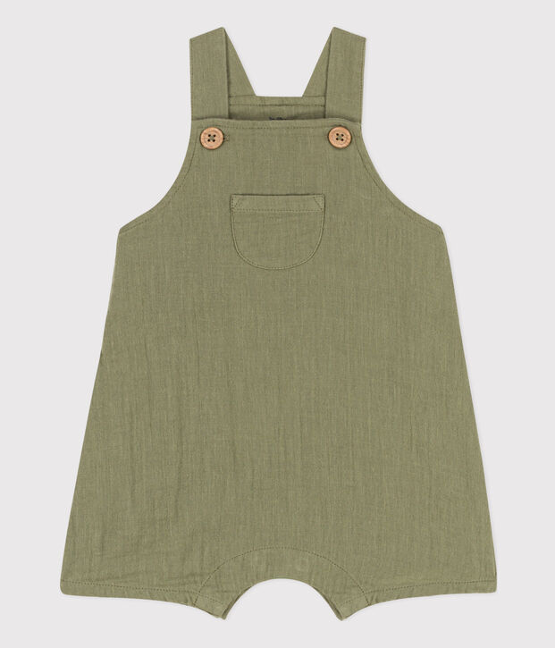 Salopette courte en gaze de coton b&eacute;b&eacute; vert