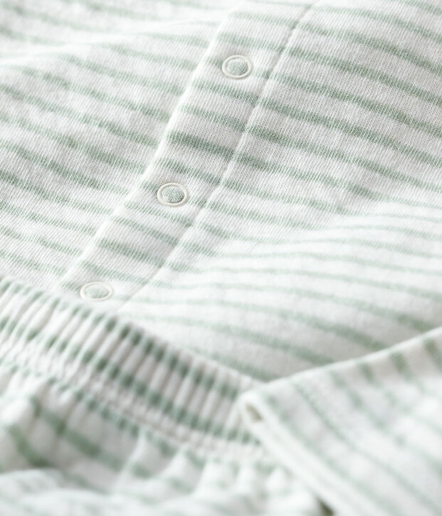 Ensemble 2 pi&egrave;ces ray&eacute; en tubique bio b&eacute;b&eacute; blanc/vert