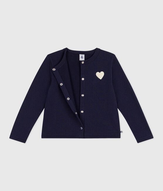 Cardigan enfant en coton uni bleu SMOKING