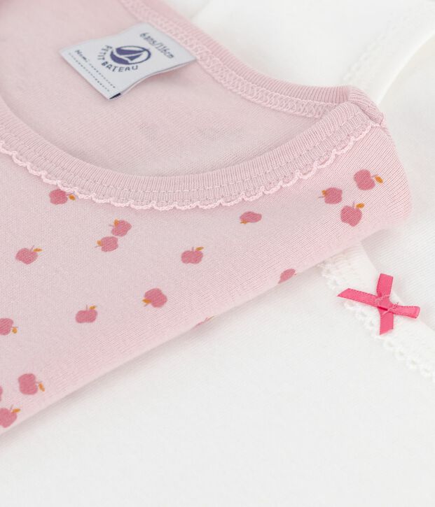 Setje met katoenen T-shirts met korte mouw en appelprint voor kinderen. multicouleur