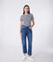 L'Iconique, gestreept T-shirt met korte mouw van ribstof voor dames blauw SMOKING/wit MARSHMALLOW