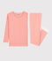Pyjama snugfit rayé milleraies petite fille en coton rose PEACHY/blanc MARSHMALLOW