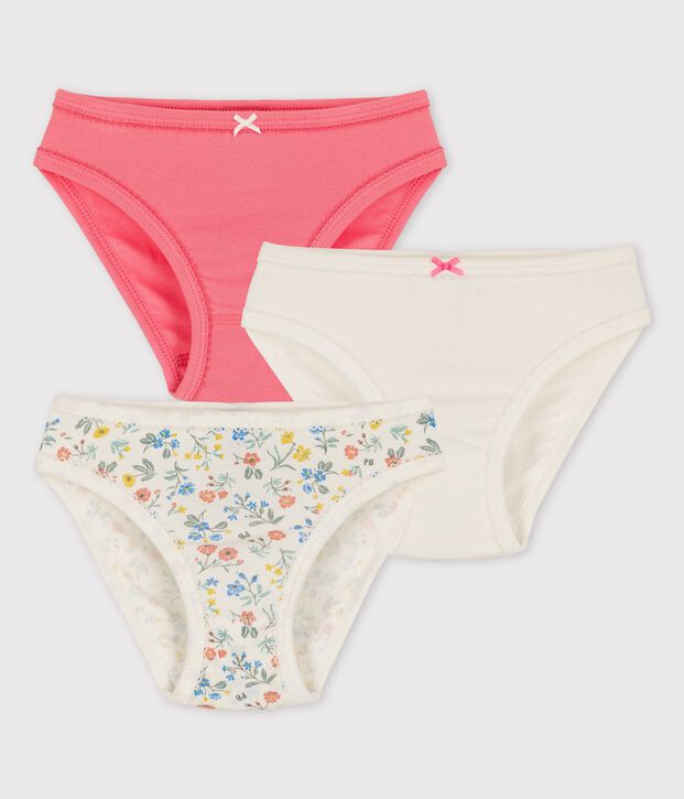 Lot de 3 culottes petite fille fleurs en coton multicouleur