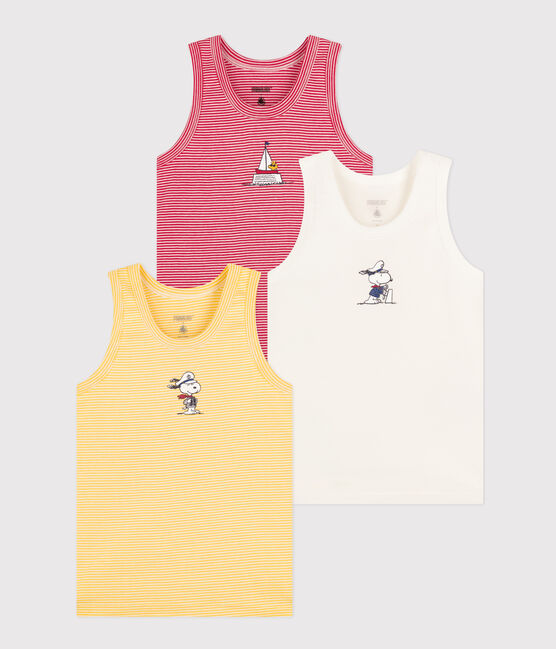 Set van 3 katoenen jongenshemdjes Petit Bateau X Snoopy variante 1