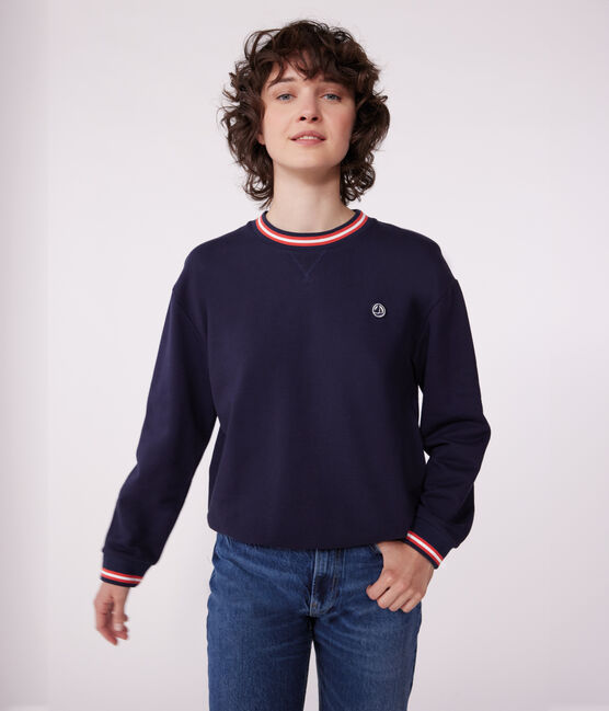 Effen katoenen sweatshirt voor dames blauw SMOKING